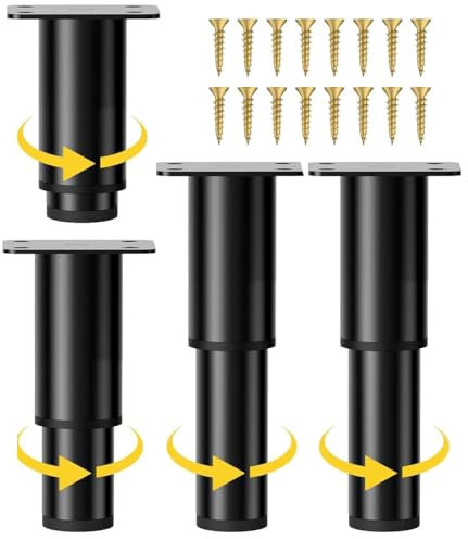 SkyJoy®möbelfüße verstellbar.4 Stück,12-21cm verstellbar。Möbelfüße aus schwarzem Metall für Schränke, TV-Ständer, Sofas, Nachttische, Stühle, Badezimmerschränke Verstellbare Möbelstützfüße Schrankfüße