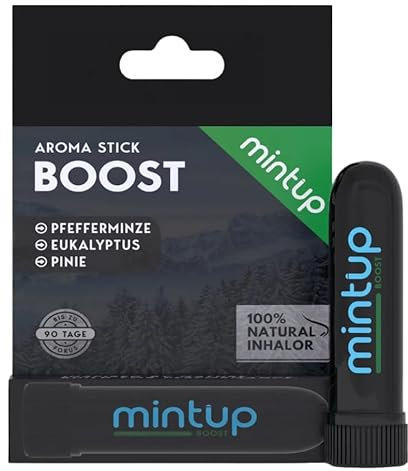 MintUp Inhalierstift BOOST - Aromastick mit ätherischen Ölen - Pfefferminze, Eukalyptus und Pinie - Riechstift für unterwegs zum Sport, Arbeiten und Reisen