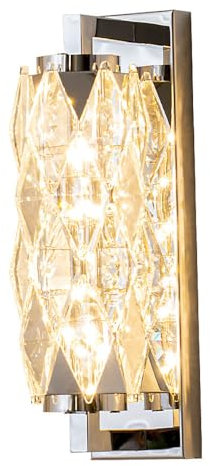 Jadssox Kristall-Wandleuchte, verchromte Wandleuchte, LED-Wandleuchte, Wandbeleuchtung für Innen- und Wohnzimmer, luxuriöse Art-Deco-Wandlampen für Schlafzimmer, Esszimmer, Hotelflur, 3 Farbmodus