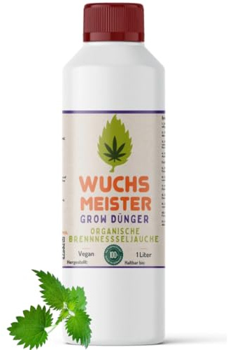 WUCHSMEISTER Brennnesseljauche - natürlicher organischer Cannabis Dünger mit hohem NPK-Wert für Cannabis bei BIOlogischen Grow & Bloom für Pflanzenwachstum in 1 Liter