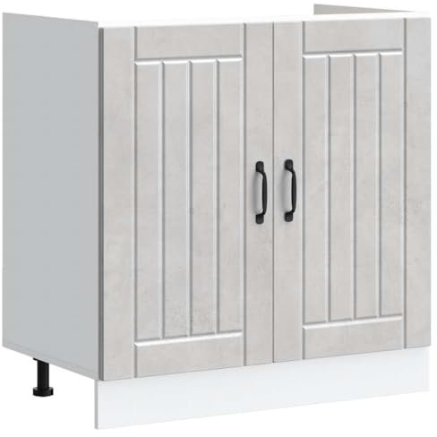 vidaXL Lucca Sink Base Cabinet - Concrete Grey - Engineered Wood - Adjustable Feet - 80x46x81.5 cm