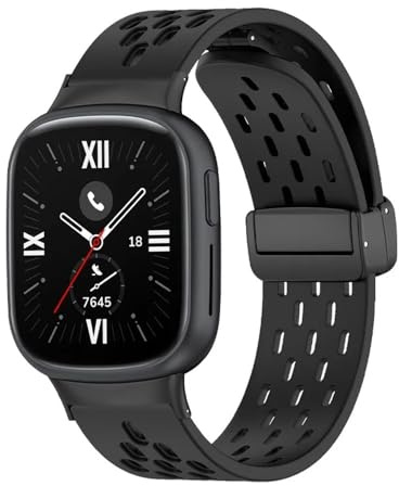 HUTBUVEAW Silikon Strap for Honor Watch4 Magnetische Armband for Honor Uhr 4 Correa Armband Frau Mann Armband Smartwatch Sport Band(Black)