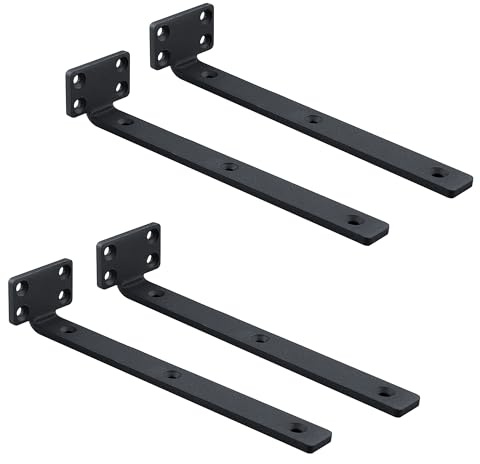 Mooche 4X Schwebenden Regalhalterungen Winkel Schwarz,20CM Schwerlastträger | Langlebige und Praktische mit Schrauben,5mm Dick Regalhalterung,90 Grad Schwerlastwinkel,Schwerlastträger Unterstützung DIY