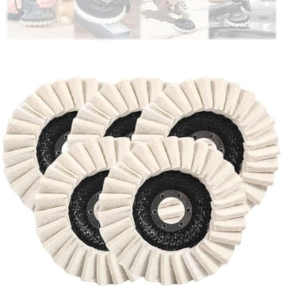 Disco lamellare in feltro di lana per smerigliatrice angolare, disco lamellare in feltro di lana spesso per lucidatura di metallo, marmo e mobili (5PCS,125mm)