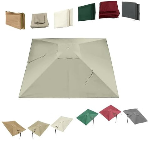 ZYXQQJ 3x4m 3x3m 2.5×2.5m Tessuto di Ricambio per Ombrellone Quadrato 8 Stecche Khaki Telo di Ricambio per Ombrellone Giardino(Top Color,4x3m/13x9.8ft)