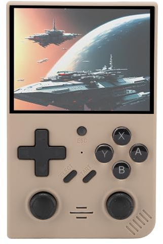 aqxreight Console de Jeu Rétro Portable Console de Jeu Vidéo Portable avec écran de 3,5 Pouces avec Joysticks 3D Petite Carte Mémoire de 64 Go pour Enfants Orange et Technologie OCA Complète (#14)