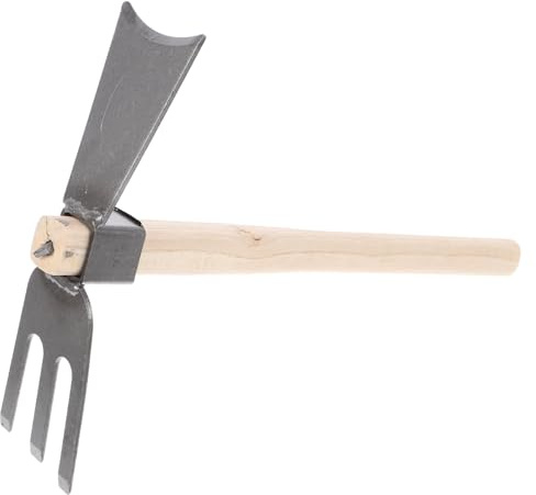 ROMISBABA Zappetta da Giardino Doppia Punta in Metallo con Manico in Legno Resistente Strumento Portatile per Orto Diserbo e Scavo Terreno Utile per Coltivazione e Cura Piante