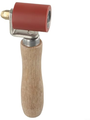 Silicone Seam Hand Pressure Roller 40mm, High Resistant Welding Tool for PVC Waterproof Membrane and Tarpaulin, Wood Handle with Two-Way Bearing(Red)