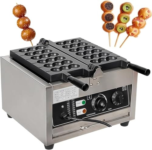 Macchina Elettrica For Waffle Con Spiedini A Bolle, Macchina For Waffle Commerciale, Controllo Della Temperatura 50-300℃, Riscaldamento Bifacciale, Temporizzazione 0-5 Min, For Panetterie