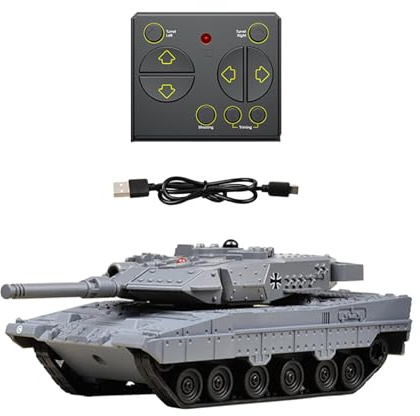 HuadaXtai Mini Bataille Télécommandé Modèle Jouet Tank Télécommandé avec Tourelle Pivotante et Effets Sonores En PP Adapté pour Enfants Cadeau Jeu Imagi, Gris