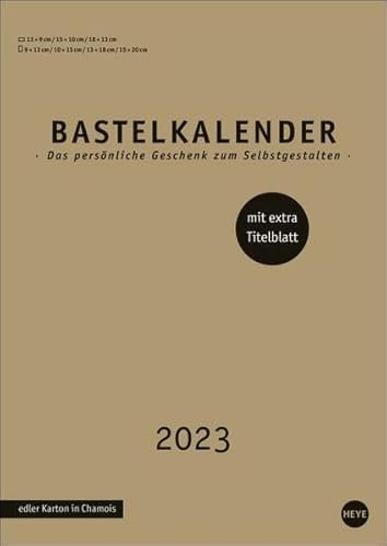 Bastelkalender 2023 Premium gold A4. Blanko-Kalender zum Basteln und Bemalen mit extra Titelblatt für eine persönliche Gestaltung. Foto- und Bastelkalender 2023.