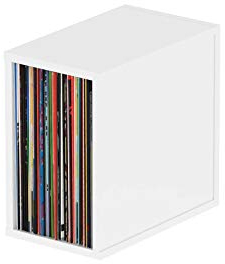 Glorious Record Box white 55 - bis zu 55 Platten im 12 Format, problemlos stapelbar, optisch abgestimmt, Lieferung ohne Dekoration, weiß