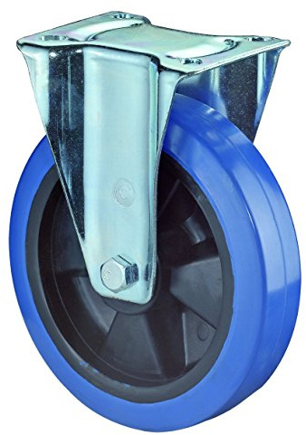 BS Rollen Transport-Bockrolle, Anschraubplatte, Elastik Gummirad, Kunststoff Radkörper, 125 mm, blau, LS410.B61.125
