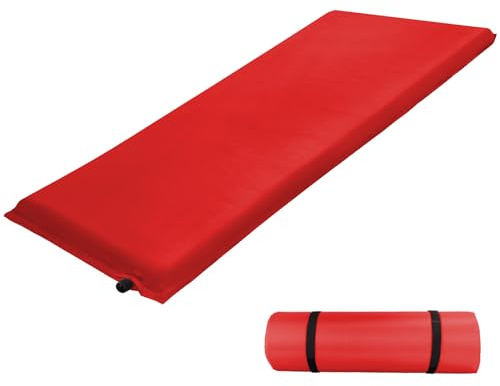 ALPIDEX Materassino Autogonfiabile Schiuma Spesso 2.5 cm┃6 cm┃10 cm Varia Colori Tappetino Confortevole Termico Esterni Campeggio Gonfiabile Isolante, Colore:Rosso, Misura:190 x 60 x 2.5 cm