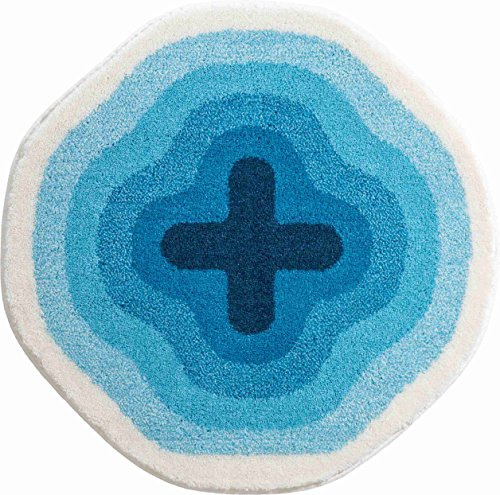 Grund KARIM RASHID Exklusiver Designer Badteppich 100% Polyacryl, ultra soft, rutschfest, ÖKO-TEX-zertifiziert, 5 Jahre Garantie, KARIM 03, Badematte 90 cm rund, blau