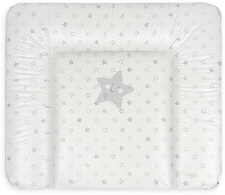 Ceba Baby® Wickelauflage - weiche Wickelunterlage - Baby Wickeltischauflage - 85x72 cm - Abwaschbar - OEKO-TEX® Standard 100 - Made in EU - Grau Sterne - 85 x 72 cm