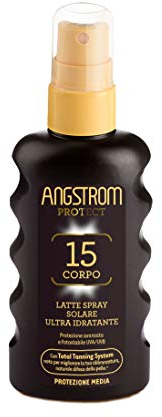 Angstrom Protect Latte Solare Spray Corpo SPF 15, Azione Idratante e Duratura, Indicata per Pelli Sensibili, 175 ml