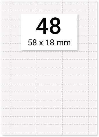 Karteo Einsteckschilder Hängemappen [2400 Stück] Hängeregister Einlegepapier Einstecketiketten perforiert weiß 58 x 18 mm auf 50 Stk. DIN A4 Bögen zum bedrucken