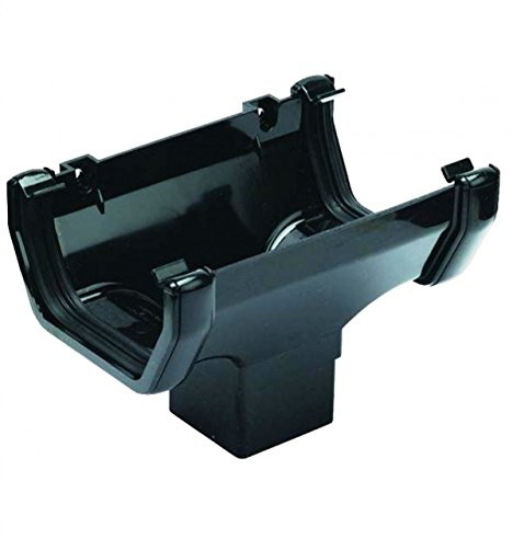 FLOPLAST 114mm Square Gutter Running Outlet - Black - Pack of 2