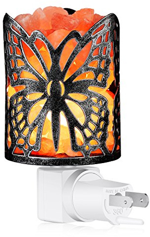 IMY King Himalayan Salt Lamp,Natural Wall Light Salt Lamp with 2 Bulbs,Rocks Salt Night Light with Butterfly Metal Basket Gift