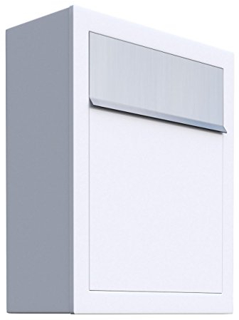 Briefkasten, Design Wandbriefkasten Base Weiß/Edelstahlklappe - Bravios