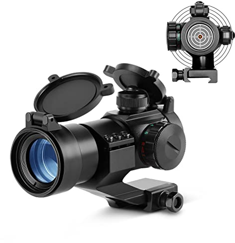 ESSLNB Red Dot Sight 5 Brightness Settings Rifle Scope with 20mm/22mm Picatinny Rail Mount and Flip-Up Covers for Hunting