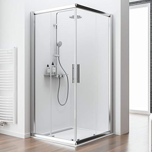 Schulte EP508015 41 500 31 Duschkabine Kristall/Trend Eckeinstieg II, 80 x 90 cm, 185 cm, 6 mm Sicherheitsglas Klar hell fixil beschichtet, chromoptik