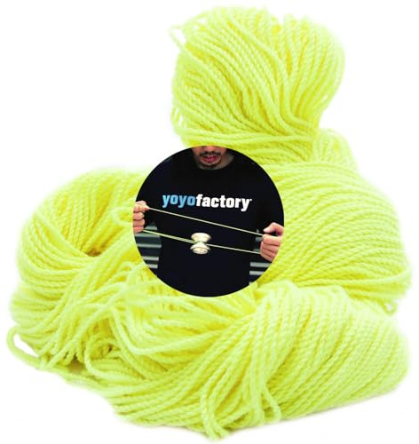 YoYo Factory Yoyo Schnur Set – 100 Stück Bunte JoJo-Schnüre – Für Alle Yoyos Geeignet – Extra Sichtbarkeit – Ersatzschnüre für Anfänger & Profis - Gelb
