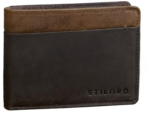 STILORD Sterling RFID Geldbeutel Herren Leder – Vintage Portemonnaie mit NFC-Schutz – Brieftasche mit Geschenkbox – Echtleder Geldbörse mit Ausweisfach Farbe:mittel - braun