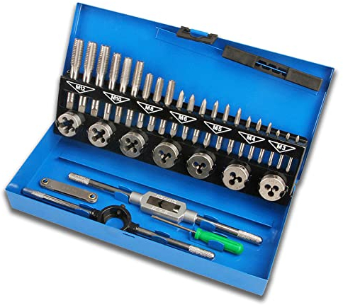 Froadp Gewindeschneid Satz mit Kunststoff Koffer Gewindeschneider aus Sthal Grobgewinde Schneider Bohrer Werkzeuge Feingewinde Gewindebohrer Set Metrisch Doppel Gewindeschablone(32 teilig)