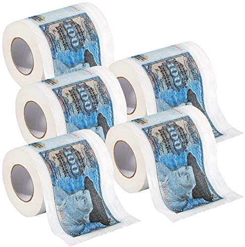 infactory Klopapier Bedruckt: Retro-Toilettenpapier 100 D-Mark, 5 Rollen (Toilettenpapier Bedruckt, lustiges, Geschenkpapier)