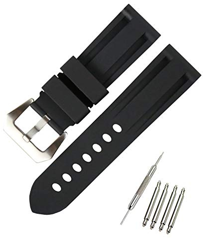 KHZBS 24 mm Herren-Uhrenarmband aus Gummi für Panerai PAM441 111 PAM00112 384 1312 Sport-Uhrenarmband Zubehör