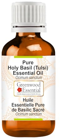 Greenwood Essential Naturreine Ätherisches Öl aus Heiligem Basilikum (Tulsi). (Ocimum sanctum) Dampfdestilliert 30ml (1 oz)