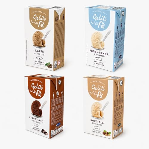 La Ricetta del Gelato di Pà: OFFERTA DEGUSTAZIONE GOURMET 4 confezioni (Cioccolato, Fiordipanna, Nocciola, Caffè)