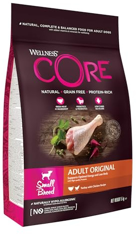 Wellness CORE Original 5 kg, Poulet/Dinde – Croquettes pour Petits Chiens, sans Céréales, Naturelles, Hypoallergénique, Riche en protéines, À Haute Teneur en Viande, Soutient Hanches & Articulations