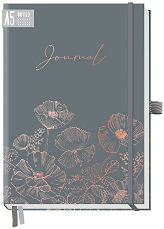 paper&you® Premium Journal dotted A5 Poppy Notizbuch gepunktet, 120g/m² dickes Papier, 188 nummerierte Seiten, Tagebuch mit Punkteraster - nachhaltig & klimafreundlich