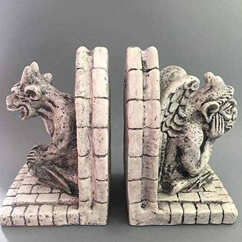 VIANAYA Set de 2 Serre Livres avec des gargouilles de Paris Notre Dame - Modèle Penseur et Guetteur - Grande Taille 18CM CM - Matière platre - Qualité Made in France