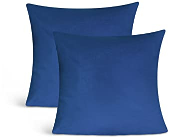 leevitex Jersey Kissenbezug 40 x 40 cm | 2er Set | 100% Baumwolle | 170 g/m² | Öko-Tex | Royalblau/Königsblau