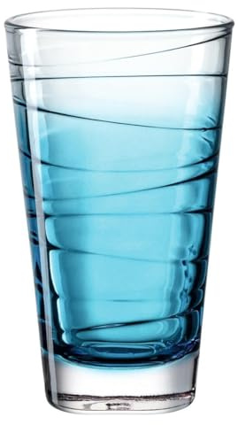 Leonardo Vario Struttura Trink-Gläser 6er Set, spülmaschinenfeste Longdrink-Gläser, bunte Trink-Becher aus Glas, blau, 280 ml, 026832