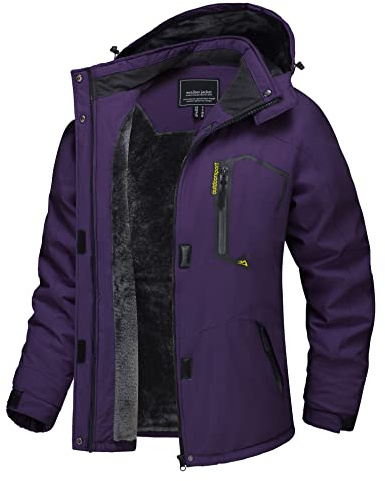 TACVASEN Winter Coats for Women Waterproof Ski Jacket Raincoat Warm Snow Coat Hiking Jacket Dark Purple, M