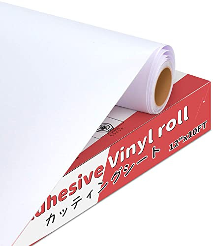 YRYM HT Vinylfolie Plotter, Matt Weiß, 30cm x 305cm | Permanente Plotterfolie, Rollen Selbstklebend, Für Bastelprojekte, Für Schilder, Für Scrapbooking, Für alle Plotter