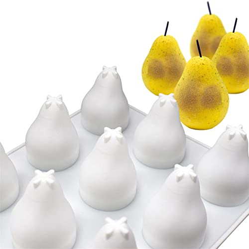 DUBENS 15 Cavities 3D Pear Mould Silicone Mould for Baking Mousse Cake, Pear Fruit Silicone Mould for Cakes, French Dessert Mould, Ice Cream Mould, Cake Decorating Mould