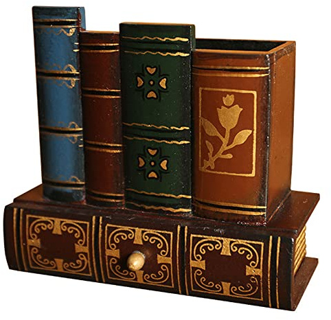 XYJJ Stifteköcher aus Holz, Retro-Stifthalter, Schreibtischaufbewahrung, Stiftehalter, Zubehör und Bleistift, zur Aufbewahrung von