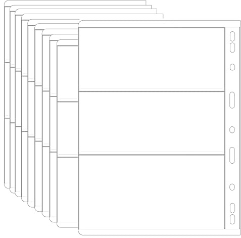 Pages for Paper Money Collection, Album Pages for Paper Money, Coin Collecting Pages, Pocket Coin Sleeves, Coin Collection Sheets, Currency Sleeves, for Banknotes, Bills, 10 Pcs(3 Compartments)