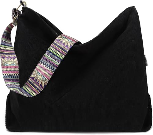Makukke Handtasche Damen Umhängetasche, Cord Taschen Groß shopper Tote Bag schultertasche Casual Crossbody Bag für Schule Büro Arbeit Reisen Ausflug Einkauf