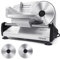 Meat Slicer, 200W Electric Deli Food Slicer with 2 Removable 7.5'' Stainless Steel Blades and Stainless Steel Tray, Adjustable Thickness for Meat Cheese Bread, Easy Clean,Child Lock Protection