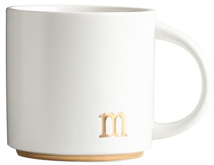 COLLECTIVE HOME - Monogram Ceramic Mugs, 15 oz Golden Initial Coffee Cups, Elegant Alphabet Tea Mugs, Elegant Personalized Mug with Gift Box, Luxurious Cups for Office and Home (m)