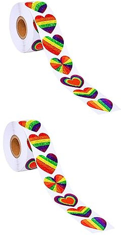 Ciieeo 2rollen Herz Glitzer Regenbogen Aufkleber Selbstklebende Siegelsticker Für Valentinstag Scrapbooking Und Geschenktüten