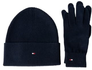 Tommy Hilfiger Damen Geschenk-Set Essential Mütze & Handschuhe, Blau (Space Blue), Einheitsgröße
