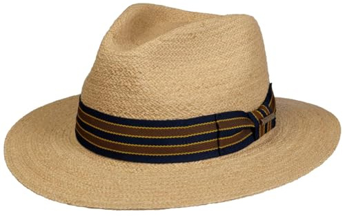 Stetson Yescott Traveller Raffiahut Naturfarbener Hut Gestreiftes Garniturband UV-Schutz 40 Damen und Herren Frühjahr Sommer